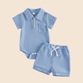 thumbnail image 2 of Agkizg Kids Boys Girls Clothing Set 2 Piece Outfit Short Sleeve Romper Button Down Shirt Shorts Set, 2 of 6