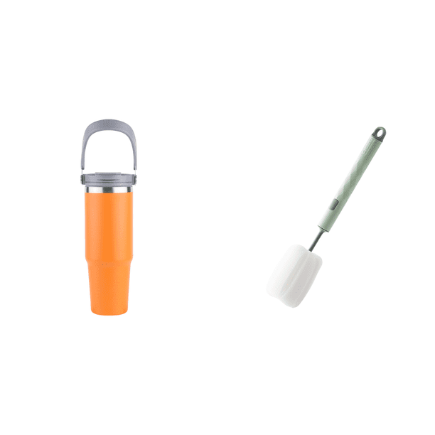 Aislada Al 30 Oz Con Asa Acero Inoxidable para Mujeres Y Hombres () Naranja