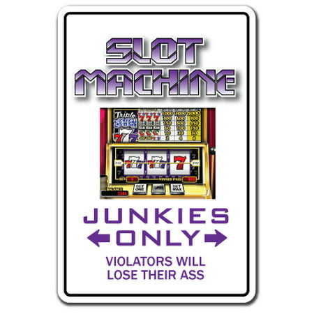 Slot Machine Junkie Decal | Indoor/Outdoor | Funny Home Décor for Garages, Living Rooms, Bedroom, Offices | SignMission Parking Vegas Gambler Gift Slots Gambling Jackpot Win Wall Plaque (Best Winning Slots In Vegas)