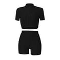 thumbnail image 2 of Idoravan Women Sets Clothing Clearance Womens Sportswear 2 Piece Set Workout Short Sleeve Exercise Zipper Yoga Clothes, 2 of 5