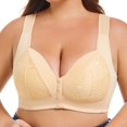 thumbnail image 3 of Hugcore Bras for Women Wireless Front Closure Lace Bra for Women - Comfortable Full Coverage Underwear, Ideal for Everyday Wear,Beige,L, 3 of 10