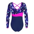 thumbnail image 5 of Aislor Kid Girls One Piece Gymnastic Bodysuit Long Sleeve Ballet Dance Leotard Athletic Unitard Size 4-16 Fairy Navy 14, 5 of 6