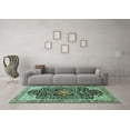 thumbnail image 3 of Ahgly Company Machine Washable Indoor Rectangle Medallion Turquoise Blue Traditional Area Rugs, 7' x 9', 3 of 4
