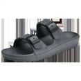 thumbnail image 3 of Outdoor indoor Comfort Slides Double Buckle Adjustable Flat Sandals (Gray, 41), 3 of 4