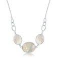 thumbnail image 1 of 925 Sterling Silver Rhodium Plated/Gold Plated High Polished Triple Oval Mother of Pearl 17+2’’ Linked Chain Necklace, 1 of 4