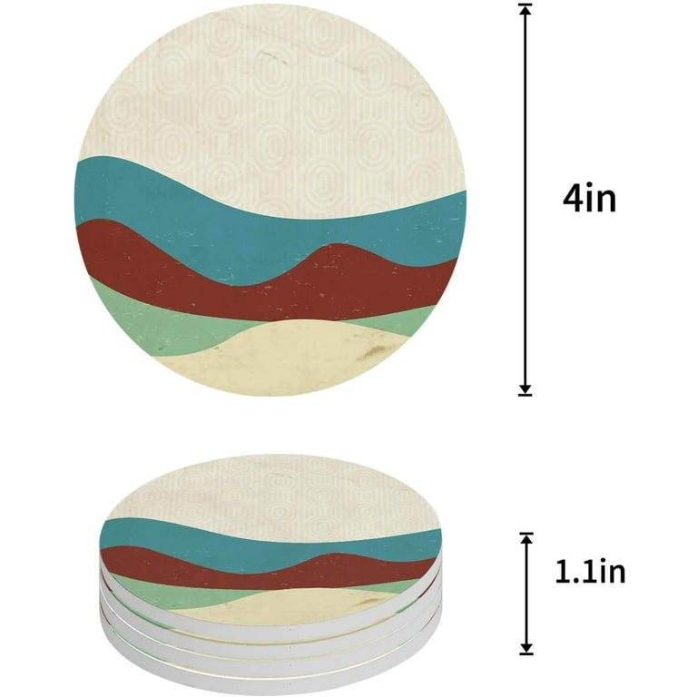 Coaster Sets Of 6 Pieces, Absorbent Ceramic Stone Pattern Coasters