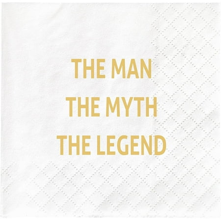 20pcs The Man The Myth The Legend Cocktail Napkins, Father Day /Dad’s Birthday Party Gift Disposable Paper Beverage Napkins, Retirement Party Supplies Decor Favors Gifts, , 5 x 5 inches 5"x5"