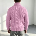 thumbnail image 4 of EANJE Men's Cable Knit Zip Up Cardigan Sweater Stand Collar Full Zip Knitted Jacket Casual Solid Color Long Sleeve Outerwear Pink M, 4 of 5