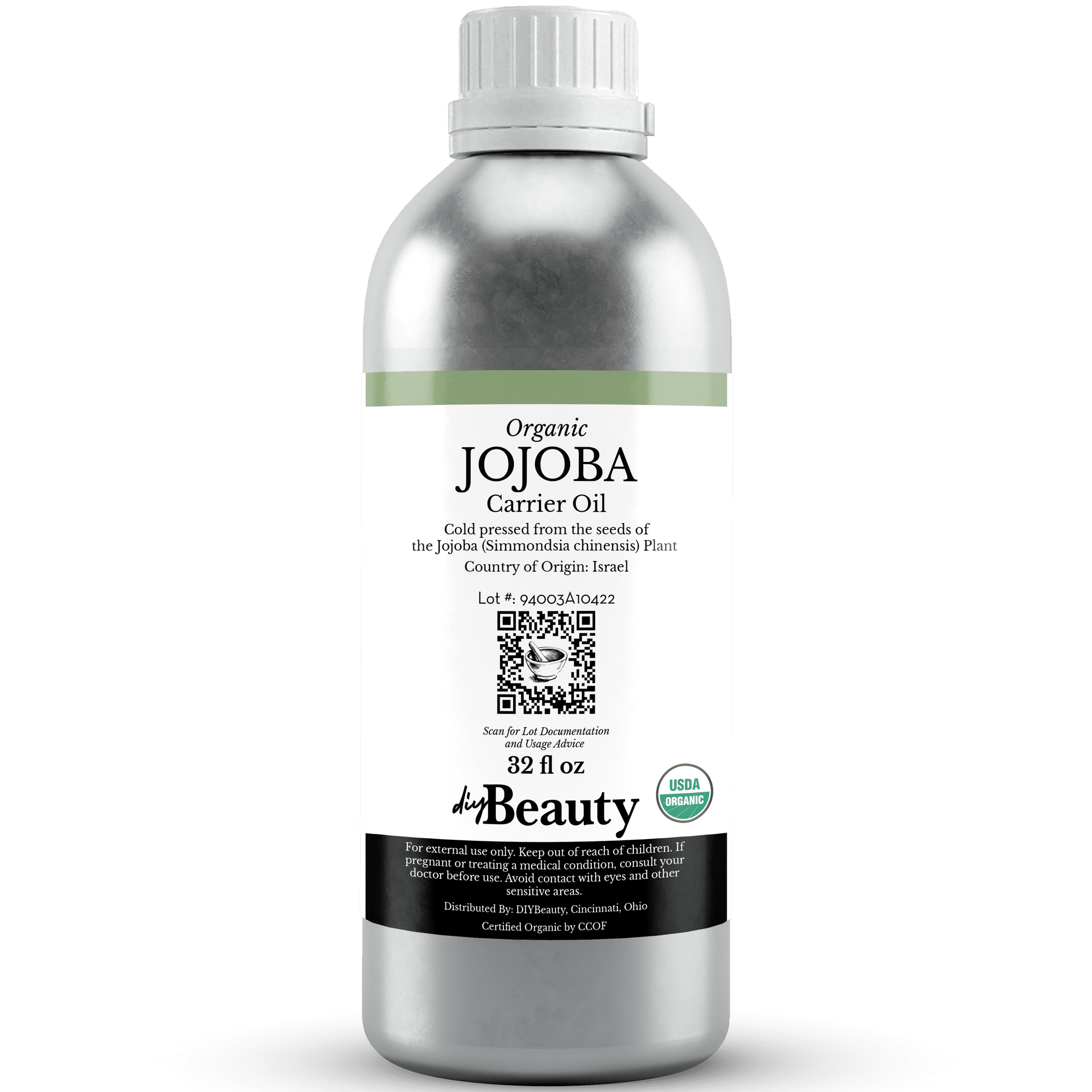 Bulk Jojoba Oil - Large Size 32 fl oz Bottle, 100% Pure Cold Pressed Carrier Oil - by DIYBeauty