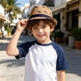 thumbnail image 2 of ZHOGXU Kids Sun Hat Summer Trimmed Beach Hat Casual Jazz Style For Kids 3-8 Years Daily Casual Wear, 2 of 5