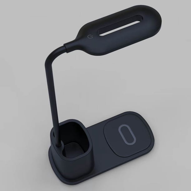 Luz Led para Dormitorio, Lámpara de Mesa Multifunción con Carga Inalámbrica Rápida Led Luz de Escritorio Ajustable Cuello de Ganso Lámpara de Estudio Blanca, Lámparas de Escritorio para Oficina en el
