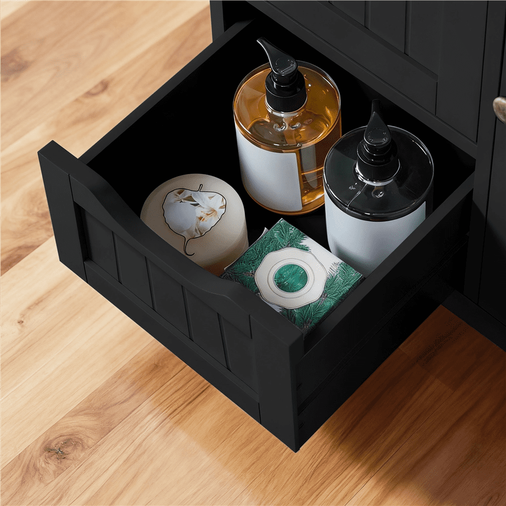 Renwick Bathroom Floor Cabinet, Black, 34″ H
