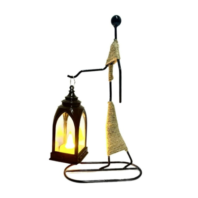 DOLITY Abstract Character Lantern Sculpture Art LED Tea Light Candle for Restaurant Black