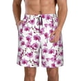 thumbnail image 2 of Uemuo Orchids Flowers Pattern Men's Swim Trunks Hawaiian Beach Bathing Suit Swimsuits Beach Quick-Dry Shorts with Pockets-, 2 of 9