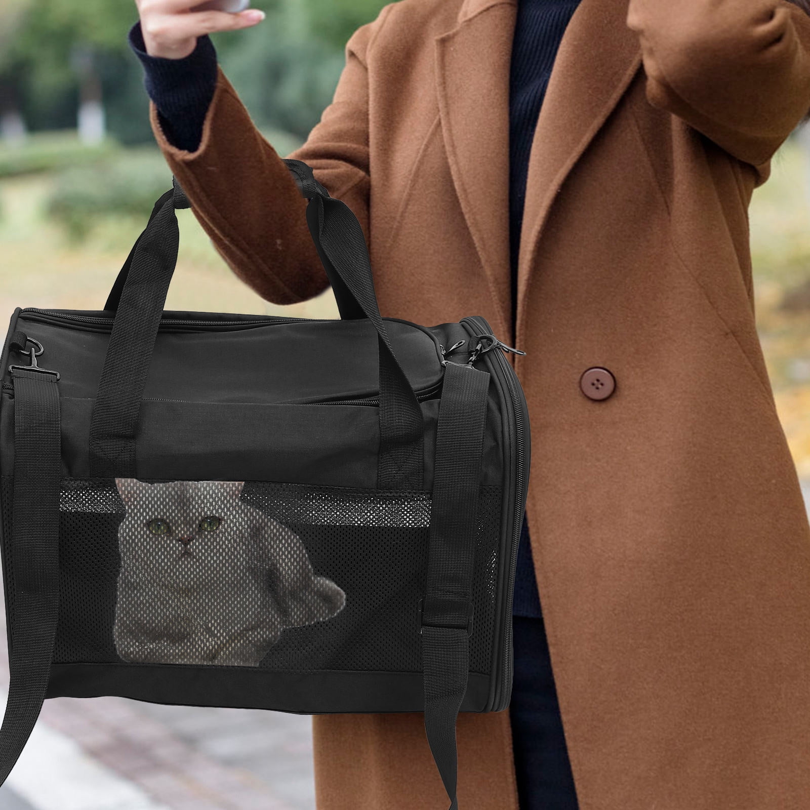WEUVEB Breathable Pet Carrier Pet Carrier Black For Outdoor Activities 1Pcs