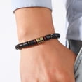thumbnail image 4 of Nvzi Pulsera elástica con cuentas de madera para hombre, color negro, 4 of 5