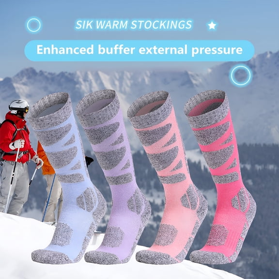 TELOLY 1 Pair Ski Socks Womens Thermal, Skiing Socks Women Long Thick Warm Cotton Calf Winter Snow Snowboarding Socks 4 Colors Optional