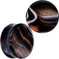 thumbnail image 2 of Body Candy 2PC Natural Black Line Agate Stone Saddle Plugs Double Flare Plug Ear Plug Gauges Set of 2, 2 of 3