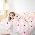 thumbnail image 5 of Meiyoeat Teens Gold Initial K Kawaii Strawberry Twin Bedding 7-Piece, Geometric Stripes Print Bedding Comforter Set, Pink Red,Pink Reversible, 5 of 6