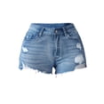 thumbnail image 2 of LYMAYTER Jean Shorts Women Hole Denim Shorts Hem Tear Shorts Individuality Pockets Jean Shorts for S-2XL, 2 of 10