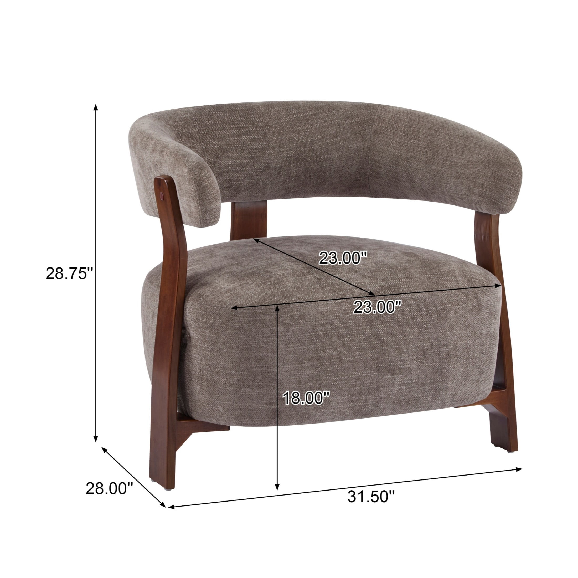 Christopher Knight Home 31.5" Modern Upholstered Accent Armchair with Curved Wood Legs, Brown, Set of 2