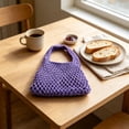 thumbnail image 4 of Woven Tote Bag 13x7.9 Inch Lightweight Cotton Rope Handbag Compact Hollow Woven Purse for Daily Beach Vacation Shopping Casual Use, 4 of 6