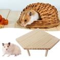 thumbnail image 4 of AURORA TRADE - Plataforma de madera para animales pequeños, mesa de madera natural resistente a mordeduras con pilares, accesorios de jaula de juguetes naturales para hámster, ardilla, jerbo,, 4 of 8