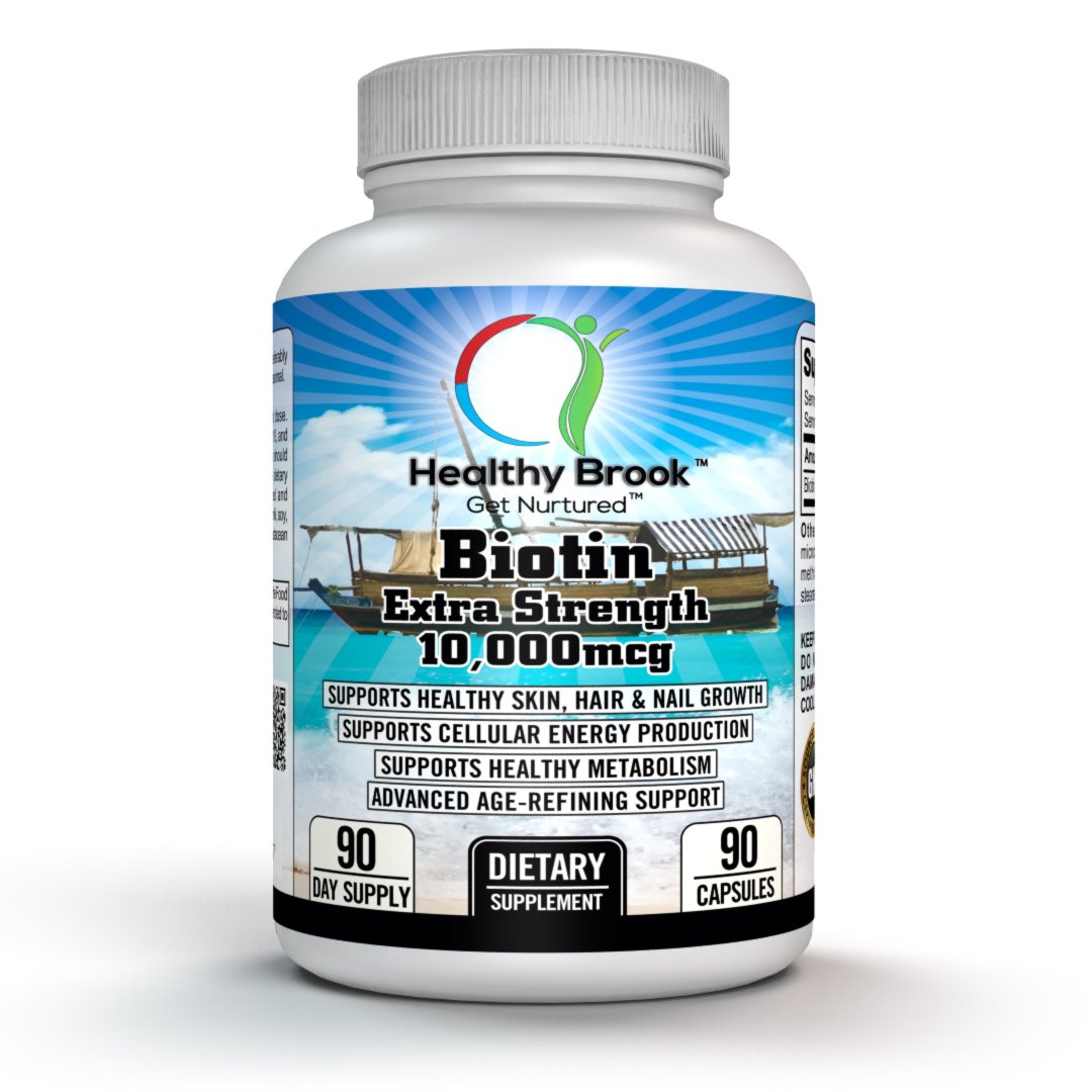 Healthy Brook Biotin 10000 mcg 90 capsules Maximum Strength, High