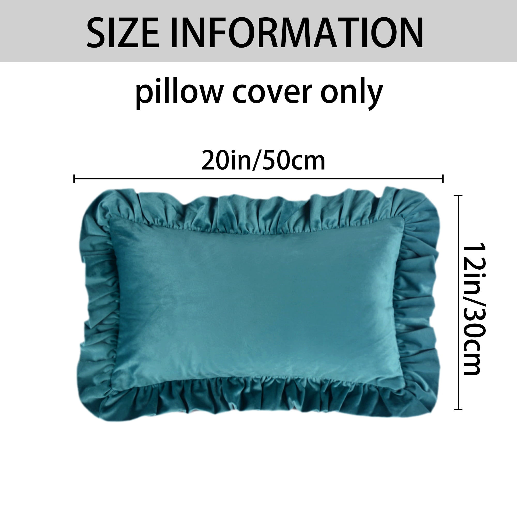 Unique Bargains 2 Pcs Scalloped Square Throw Pillow Covers Blue/Navy Blue 12" x 20"