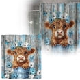 thumbnail image 2 of TIELUTT Rideau de Douche Vache Ferme Floral Drôle Mignon Vache Douche Robuste Transparent Rideau de Douche Léger Rideaux de Douche Double Doublure et Rideau de Douche avec Doublure Rideau de Douche Largeur Courte Lourd Cur, 2 of 4