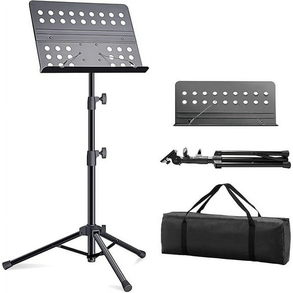 Likegreen Sheet Music Stand Foldable Three Section Desktop Book Holder for Home Stage One Set,Black
