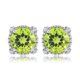 thumbnail image 1 of Pendientes de Peridoto JeenMata de 3,5 quilates, halo milgrain en oro blanco de 18 K sobre plata, 1 of 6