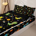 thumbnail image 3 of Erosebridal Cartoon Cute Dino Zipper Twin Comforter Sets with Fitted Sheet and 2 Pillowcases,Kawaii Dinosaur Astronaut Zipper Bedding Set For Boys,Black Reversible,4 Pieces, 3 of 7