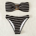thumbnail image 5 of Afdoent Womens Bikini Sets Womens Stripe Printed Beach New Strapless Split Triangle Bikini Swimsuit Bathing Suit 2026 Summer Vacation Outfits, 5 of 7