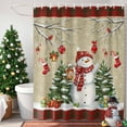 thumbnail image 4 of Shower Curtains Sets for Bathroom Decor Vintage Snowman on Linen Waterproof Bathroom Curtain with Hooks, Red Black Striped for Bathroom Decor,72x72IN, 4 of 9