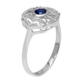 thumbnail image 2 of 10k White Gold Vintage Style Genuine Round Sapphire and Diamond Accent Ring, 2 of 5