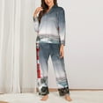 thumbnail image 3 of Kll 3d Lighthouse In The Surf Print Women'S Long Sleeve Pajamas With Pants Sleepwear Loungewear 2 Set-Xx-Large, 3 of 9