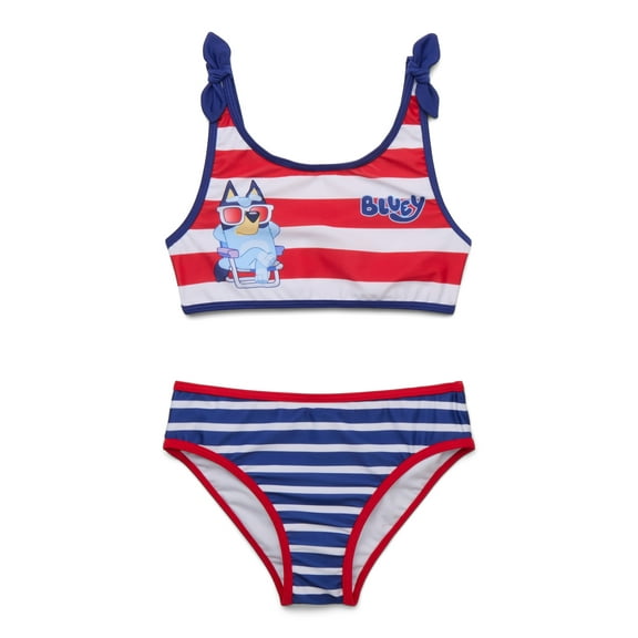 Americana Bluey Little Girls Bikini Swimsuit with UPF50 , 2-Piece, Sizes 4-8