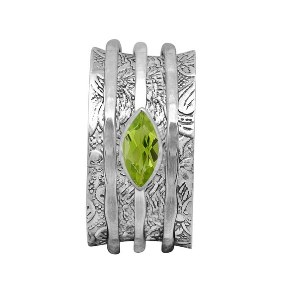6X3MM Marquise Peridot 925 Silver Meditation Anxiety women Spinner Ring