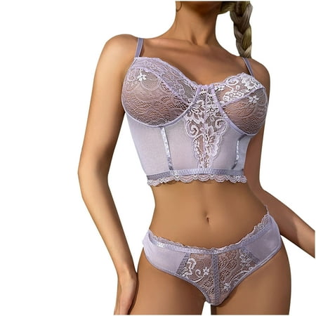 

Fatuov Womens Lingerie Sets Sexy Underwear Pajamas Lace Perspective Backless Underwear Two Piece Set On Clearance