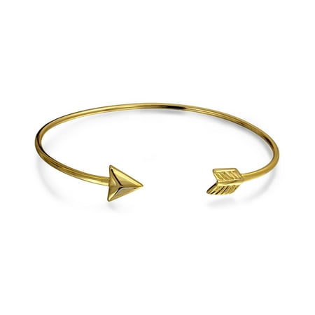 Cupids Arrow Tips Bangle Cuff Bracelet For Women For Teen Polished 14K Gold Plated 925 Sterling Silver