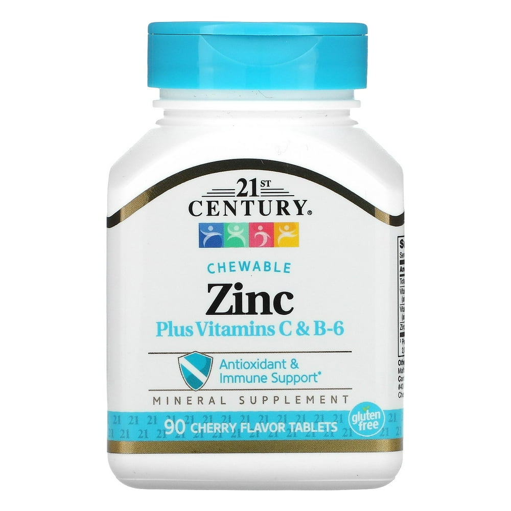 21st Century Zinc Plus Vitamins C & B6, Chewable, Cherry Flavor, 90