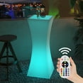 thumbnail image 1 of Puremind Table de Cocktail Lumineuse Rechargeable à DEL pour Bar avec Télécommande, Meuble Lumineux Rechargeable à 16 Couleurs RVB Changeant, Taille Fine avec Courbes, Table d'Appoint de Patio, Colonne Carrée, 1 of 7