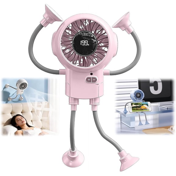Rechargeable Desk Fan – Portable Personal Table Fan with Flexible Legs & Suction Cup, 3 Speeds Quiet Strong Airflow, Small Battery Operated Fan for Stroller, Bedroom, Office, Travel