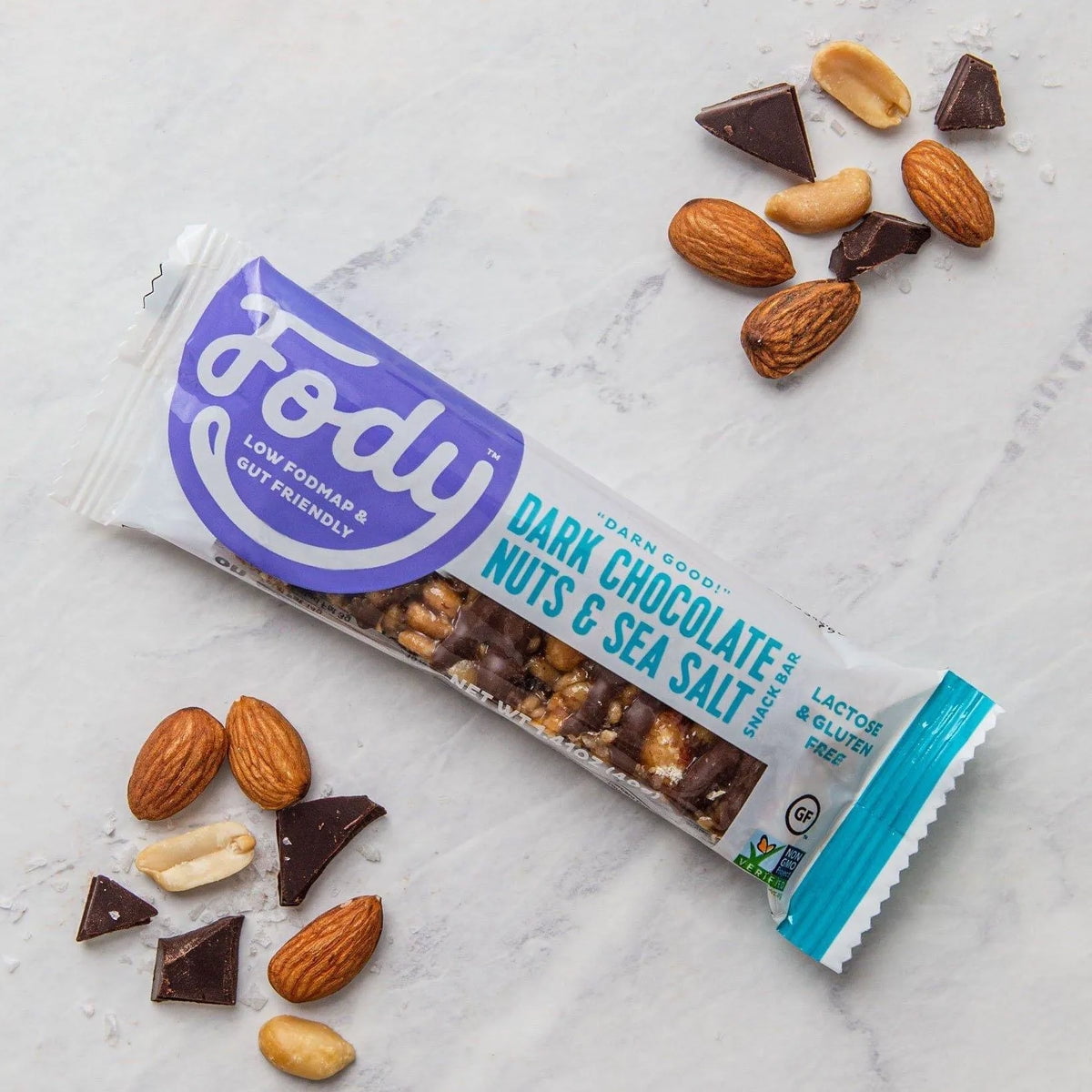 Pack of 12, Fody Dark Chocolate Nuts & Sea Salt Bar, 1.41 oz