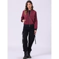 thumbnail image 3 of Abrigo rompevientos Allegra K para mujer con cremallera Vino rojo S, 3 of 6