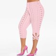 thumbnail image 2 of LYXSSBYX Plus Size Leggings for Women Clearance Fashion Women Plus Size Solid Hollow Elastic Waist Casual Leggings Capris Pants, 2 of 7