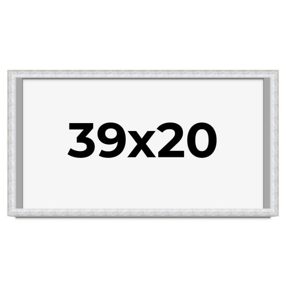 39x20 Shadow Box Frame Silver | 1.625 Inches Deep Real Wood Contemporary Shadowbox Display Frame |