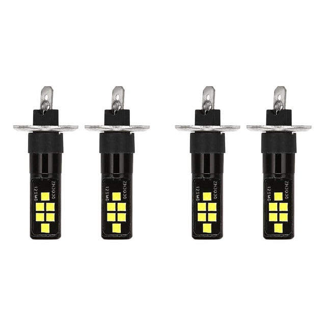 4Pcs H1 Coche LED 12V-24V 12SMD Luz Bulbo Chipset 3030, Bombilla W5W194 LED Bulbo para Faros Antiniebla
