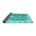 thumbnail image 2 of Ahgly Company Indoor Square Oriental Turquoise Blue Traditional Area Rugs, 4' Square, 2 of 4